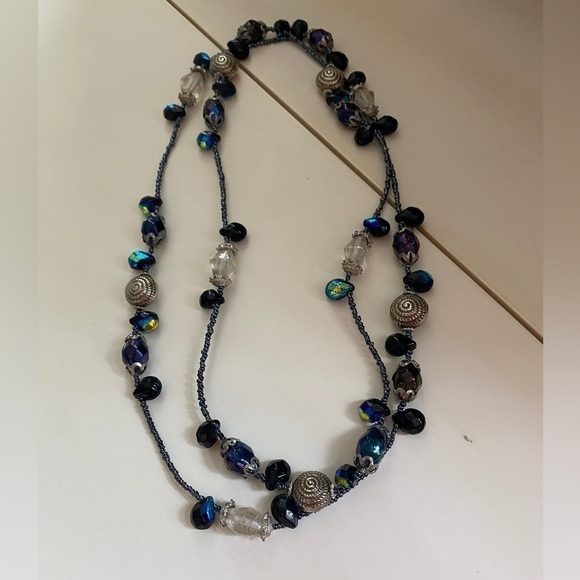 Art Deco Necklace w/Glass and Seed Beads - Various Shapes & Colors    Iridescent - Picture 5 of 6